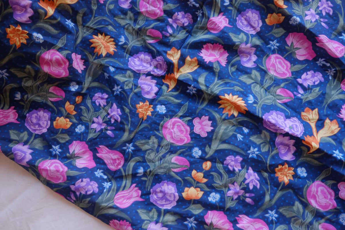Midnight Jewel Garden Cotton Lawn Fabric – 1.09 yd