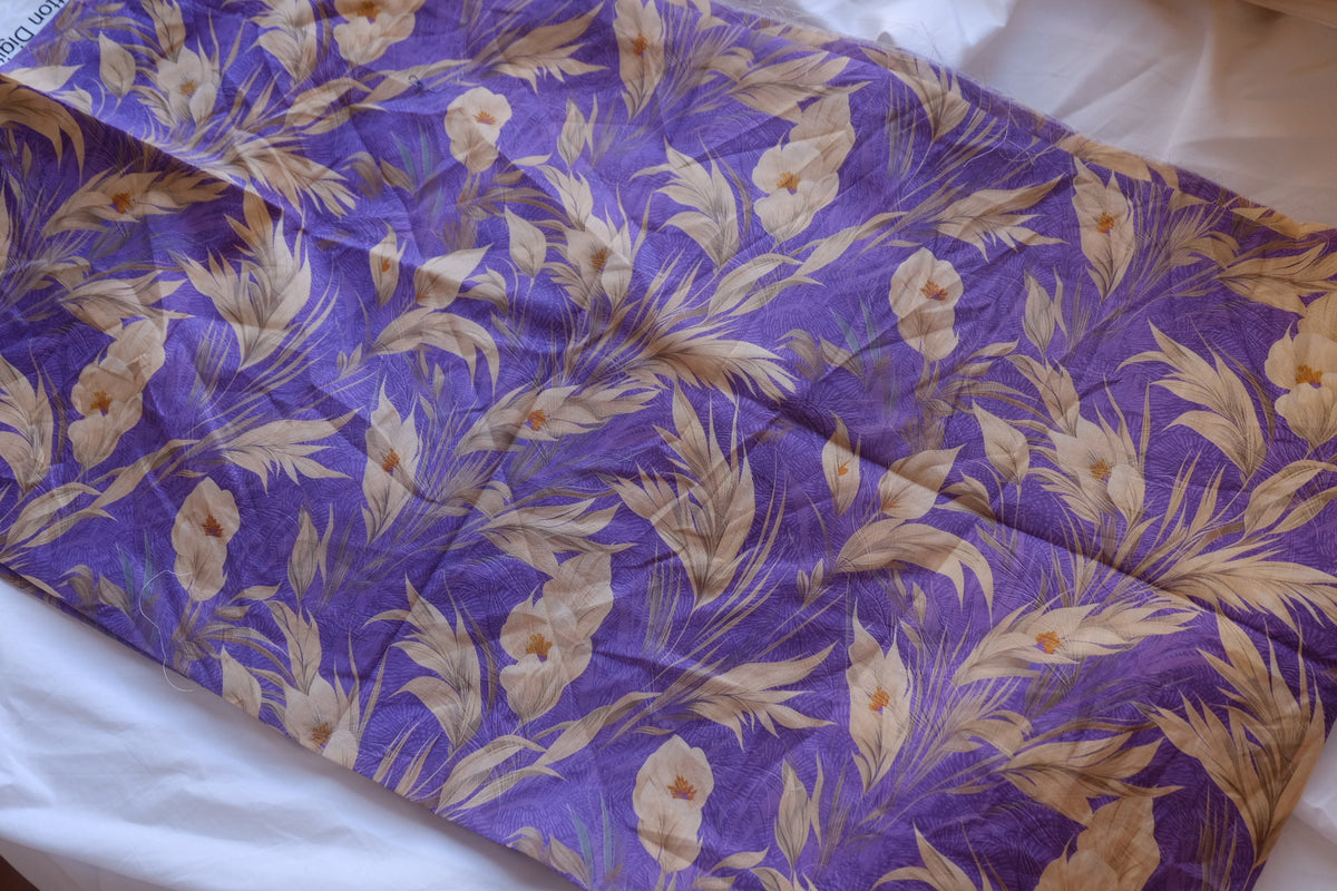 Purple Tropical Floral Cotton Lawn – 1.6 yd