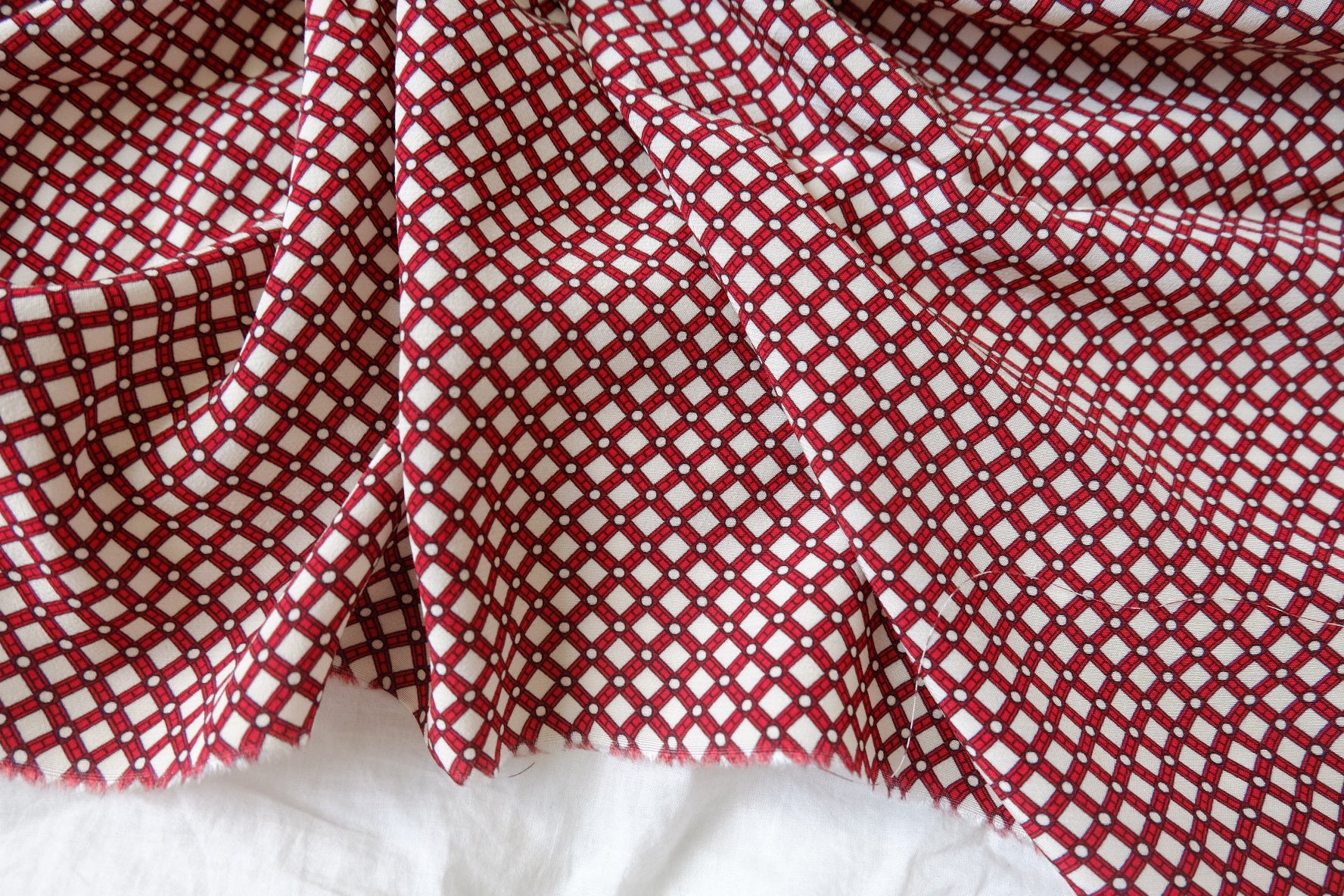 Gant Deadstock Silky Rayon Check Fabric - 2.19 yd
