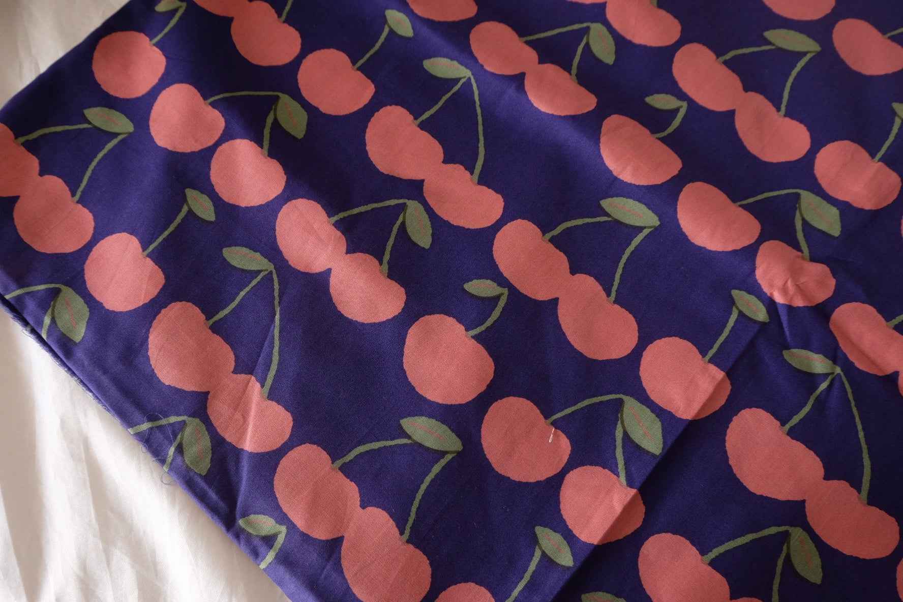 Pink Cherry Print Cotton Fabric – 2.2 yd