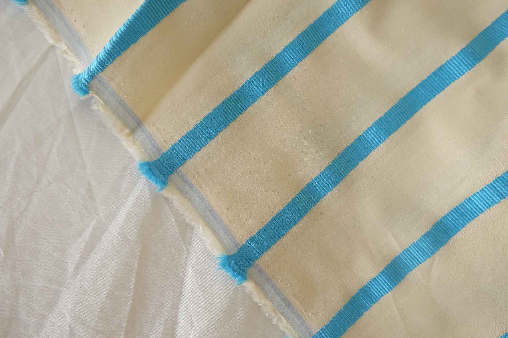 Blue Stripe Yarn-Dyed Cotton Poplin Fabric – 2.2 yd