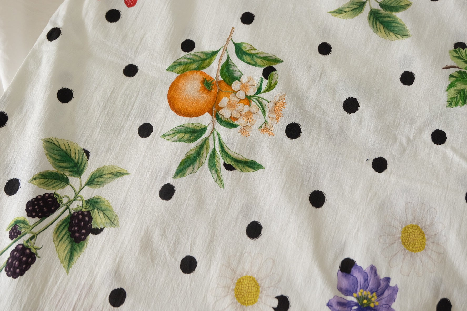 Pima Cotton Botanical Polka Dot Poplin Fabric – 2.2 Yards