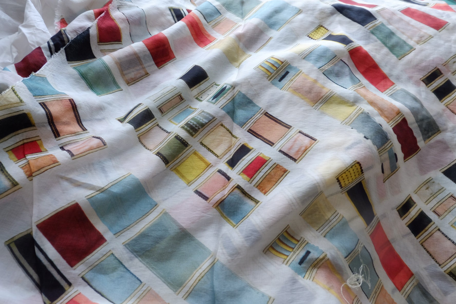 Painterly Geometric Tencel Linen Blend Fabric - 3.28 yd