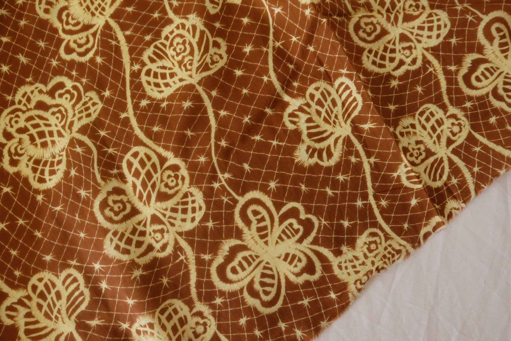 Discounted Vintage Brown Cotton Lawn Fabric – 4 yd