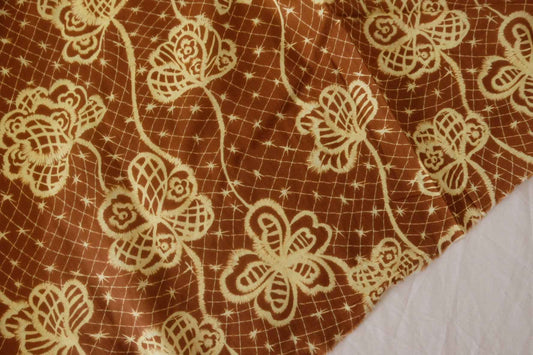 Discounted Vintage Brown Cotton Lawn Fabric – 4 yd