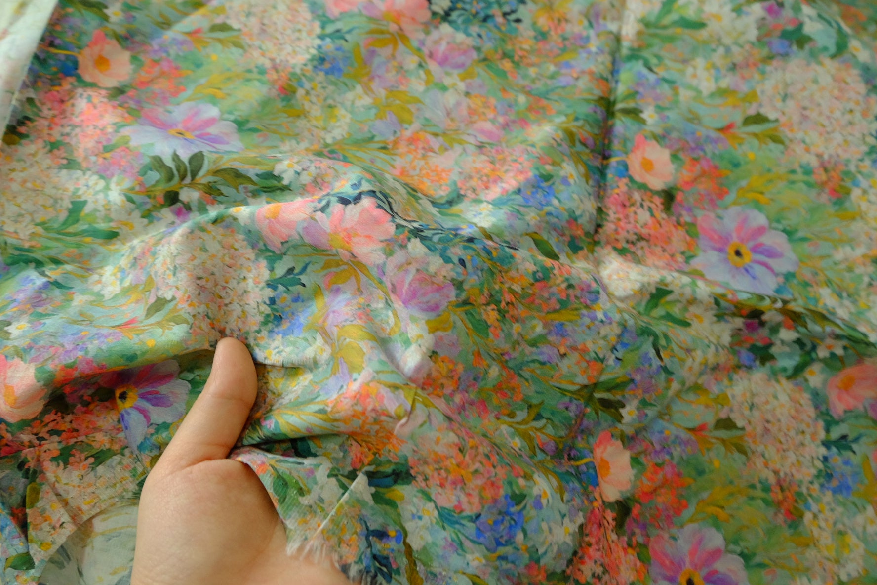 Watercolor Garden Cotton Sateen Fabric - 2.2 yd