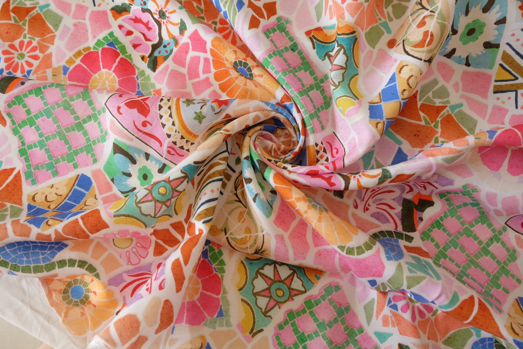 Pastel Mosaic Cupro Fabric - 2.2 yd