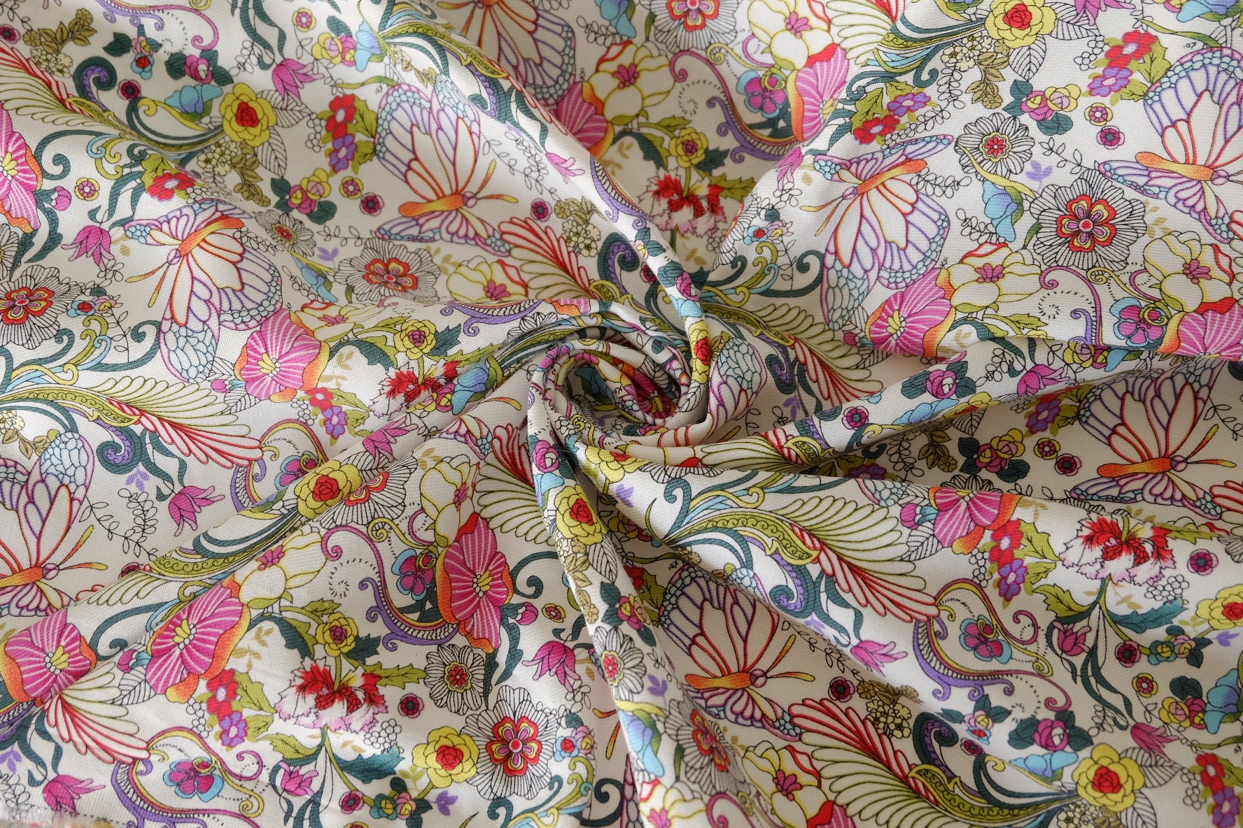 Butterfly Garden Cotton Rayon Twill – 2.2 yd
