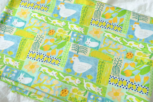 Playful Farm Print Cotton Sateen Shirt Fabric (2.2 Yards)