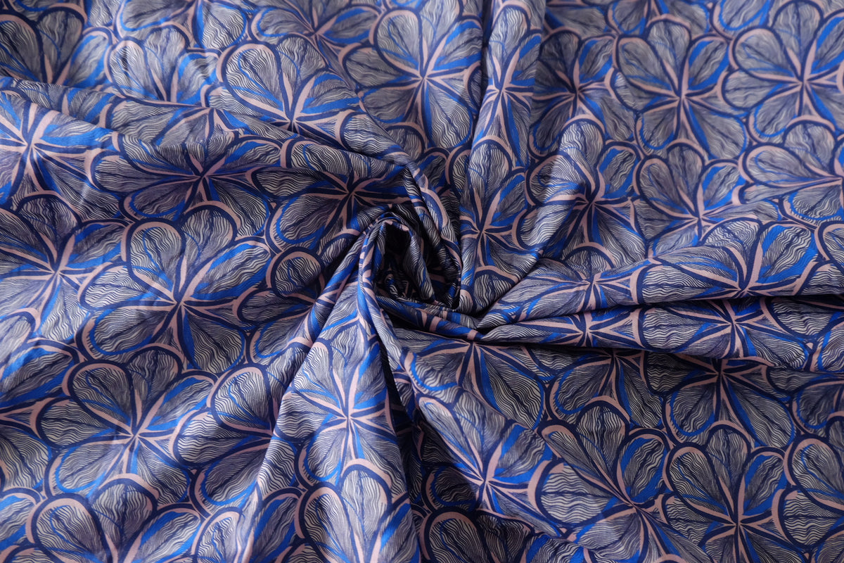 Blue Petal Linework Cotton Lawn — 1 yd