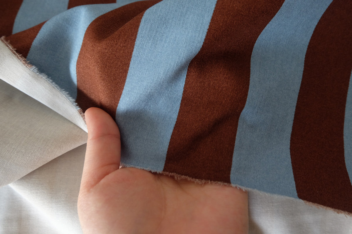 Rust & Powder Blue Bold Stripe Cotton Twill – 2.2 yd