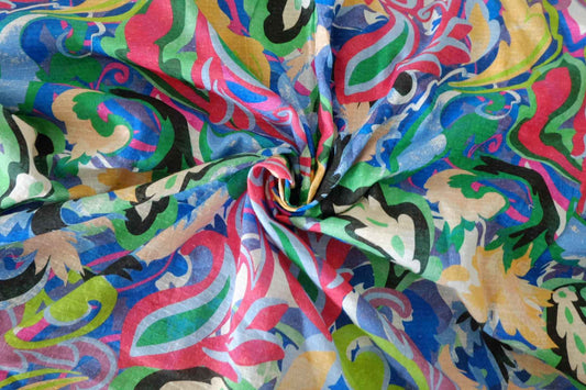 Bold Bohemian Cotton Linen Remnant Fabric – 1.4 yd