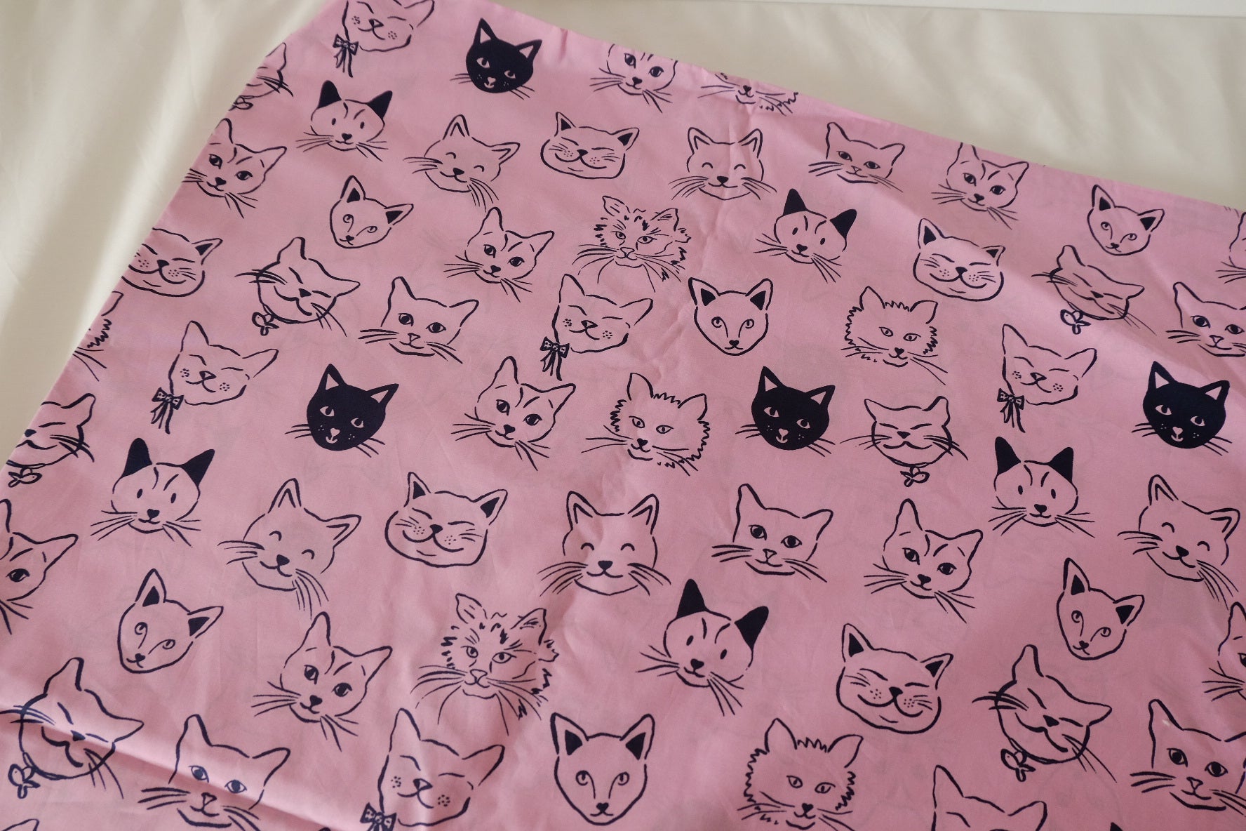 Black Cat Faces Cotton Poplin Fabric – 2.2 yd