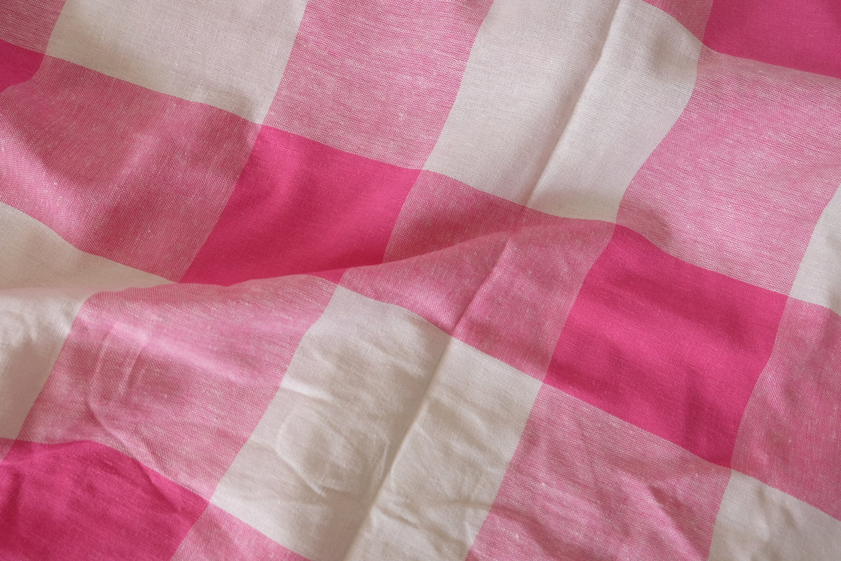 Pink Picnic Check Yarn-Dyed Cotton Linen – 2.2 Yards