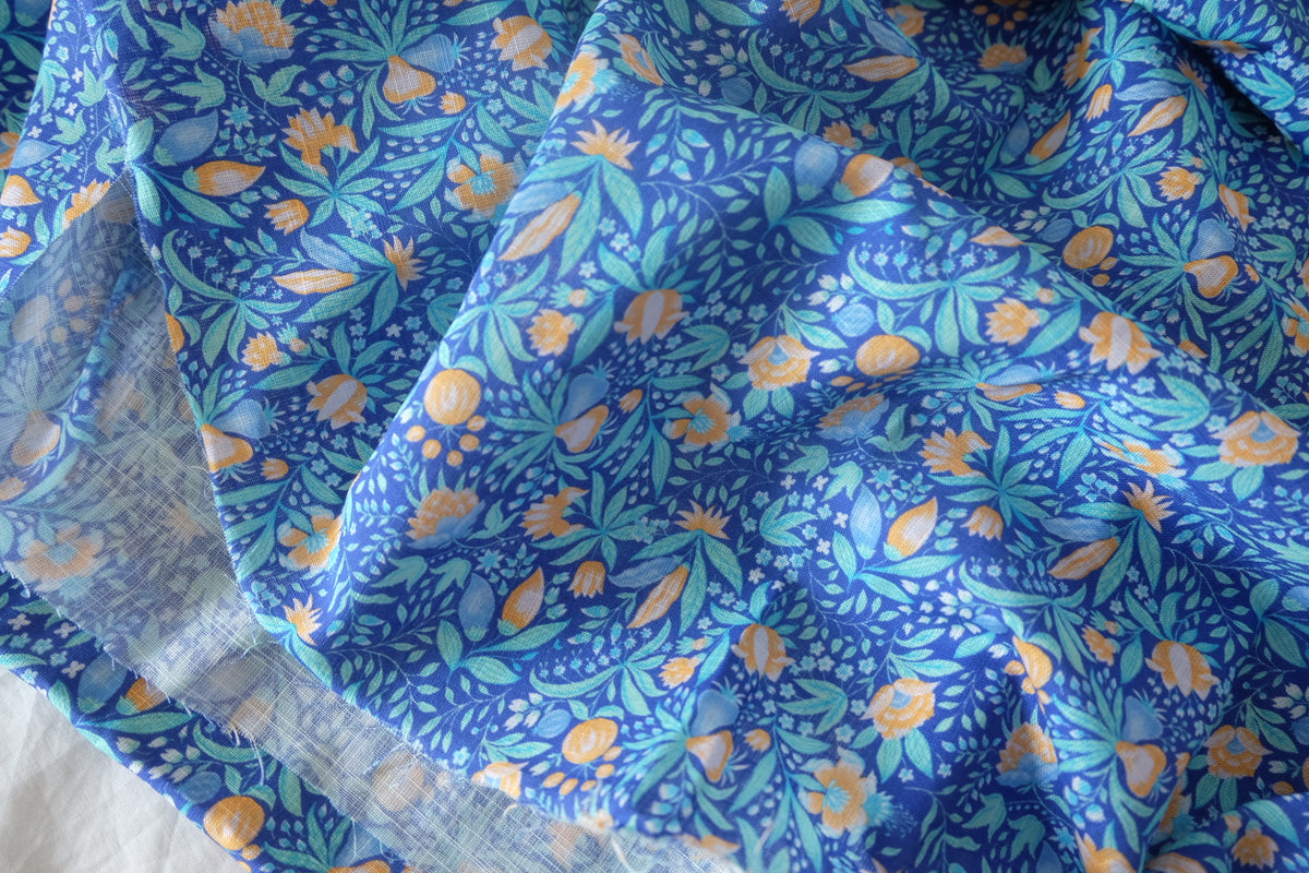 Cobalt Meadow Cotton – 2.2 yd