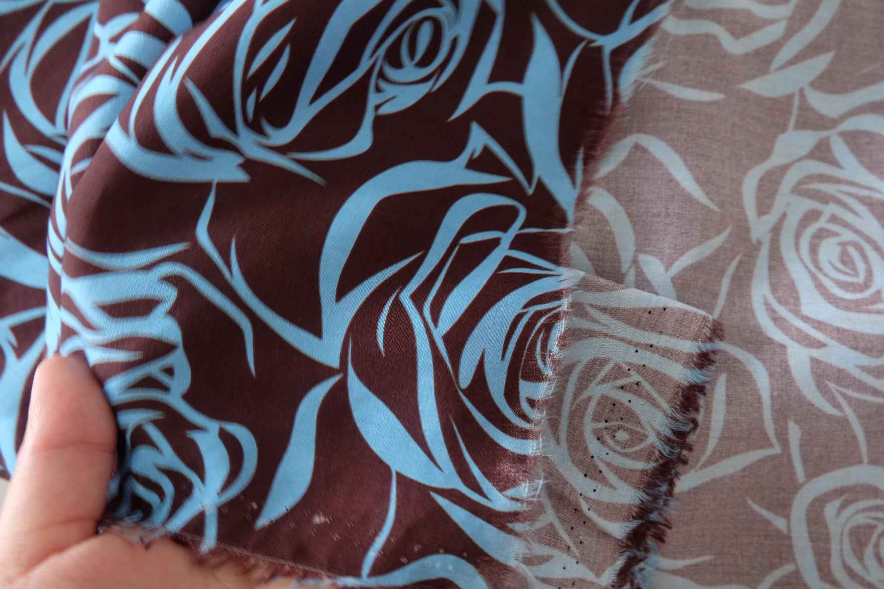 Blue Rose Rayon Challis Fabric – 2.7 yd