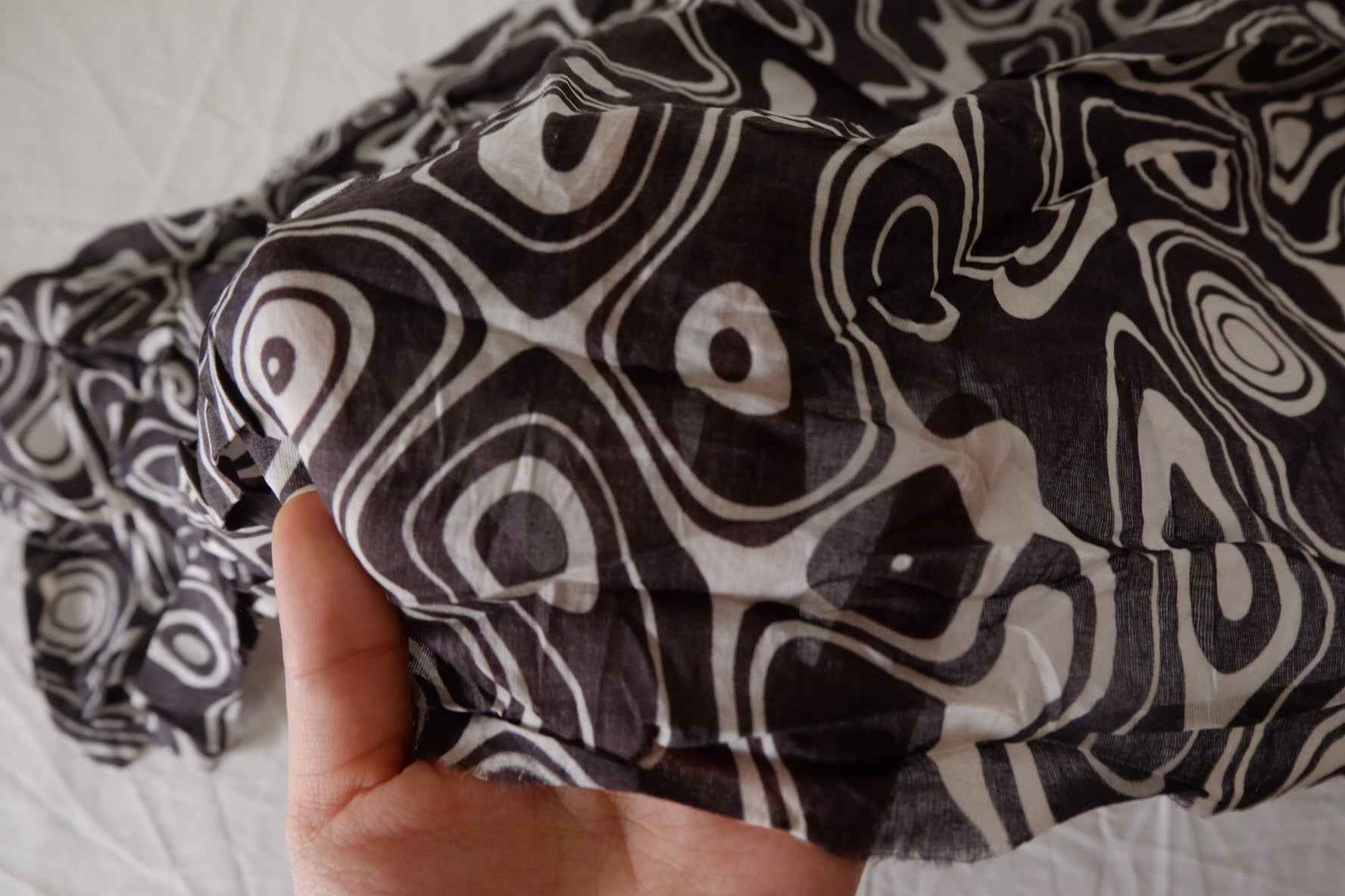Black Abstract Lightweight Cotton Linen — 1.31 yd