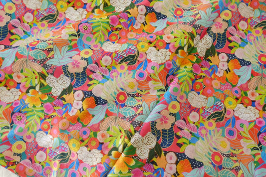 Bright Tropical Floral Cotton Voile Fabric – 2.2 yd