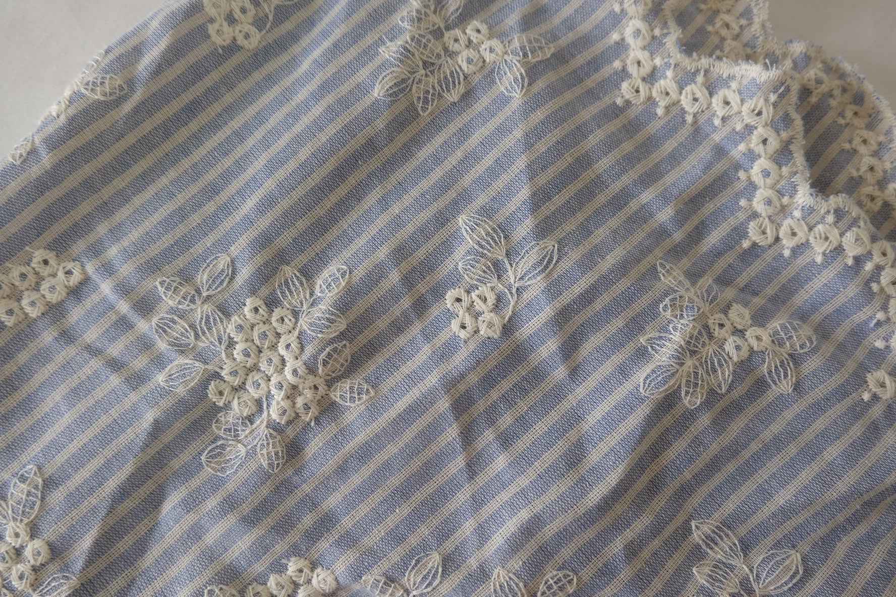 Embroidered Striped Poly Cotton Fabric – 2.2 yd