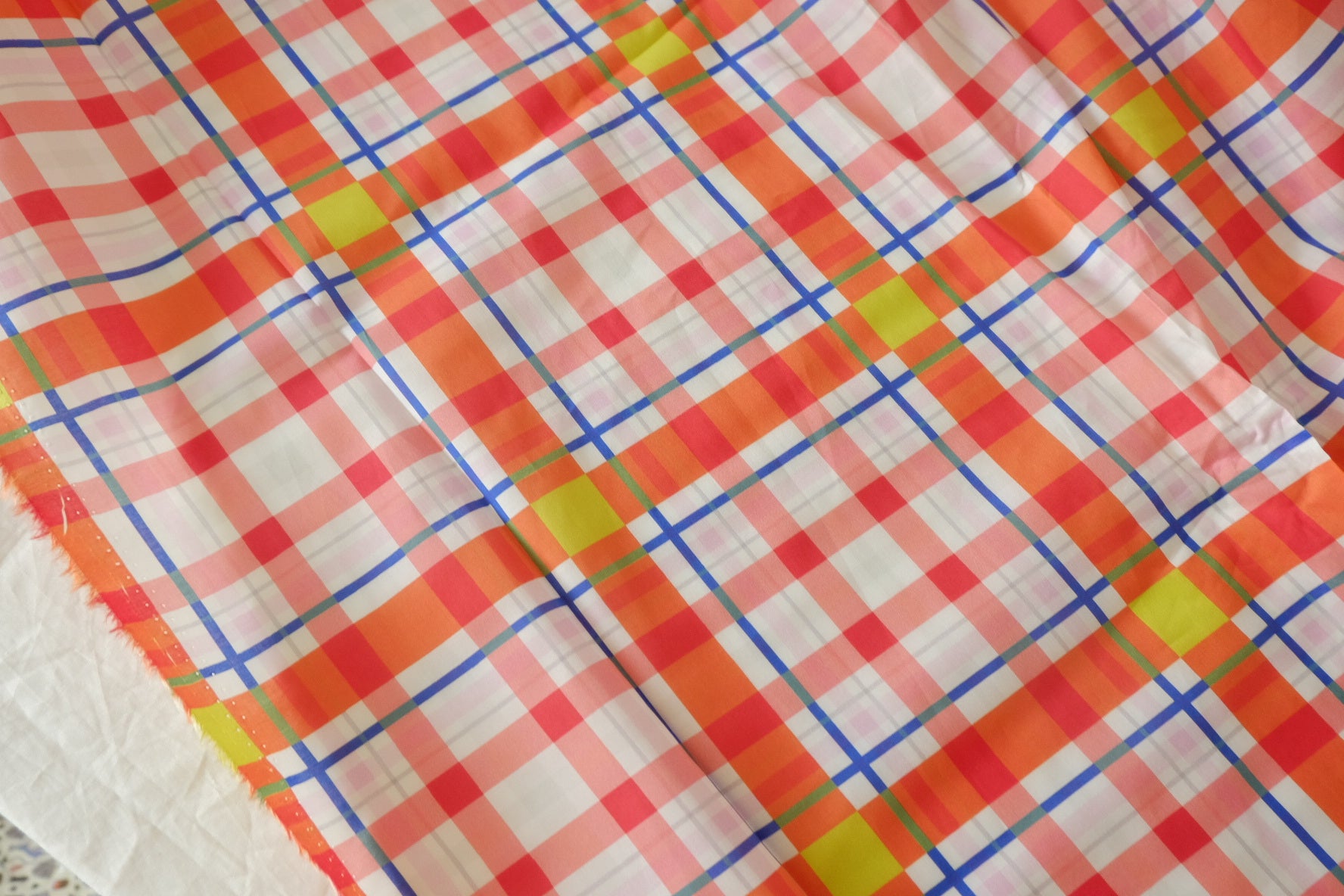 Bright Plaid 80s Cotton Poplin Fabric – 3.8 yd