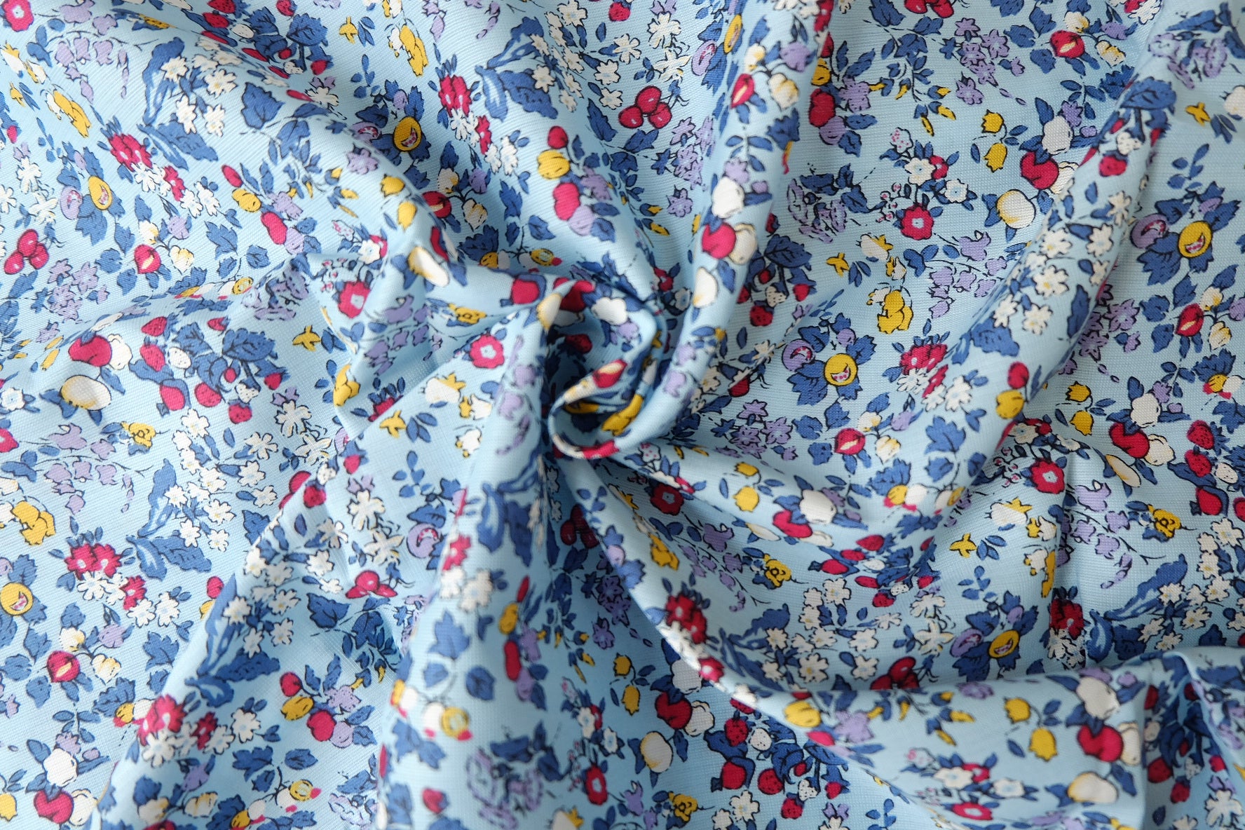 Blue Berry Floral Textured Cotton Fabric for Shirts and Skirts 2.2 Yards
