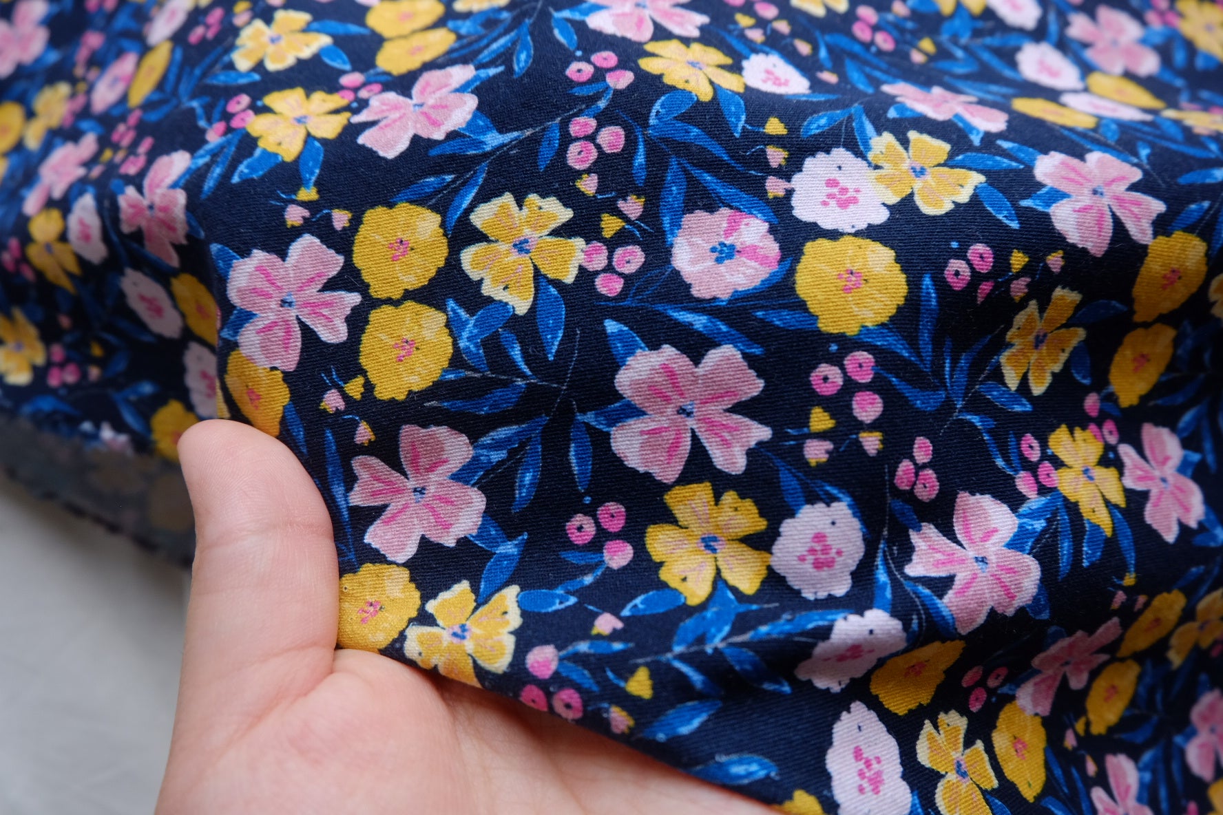 Navy Floral Heavy Cotton – 2.2 yd