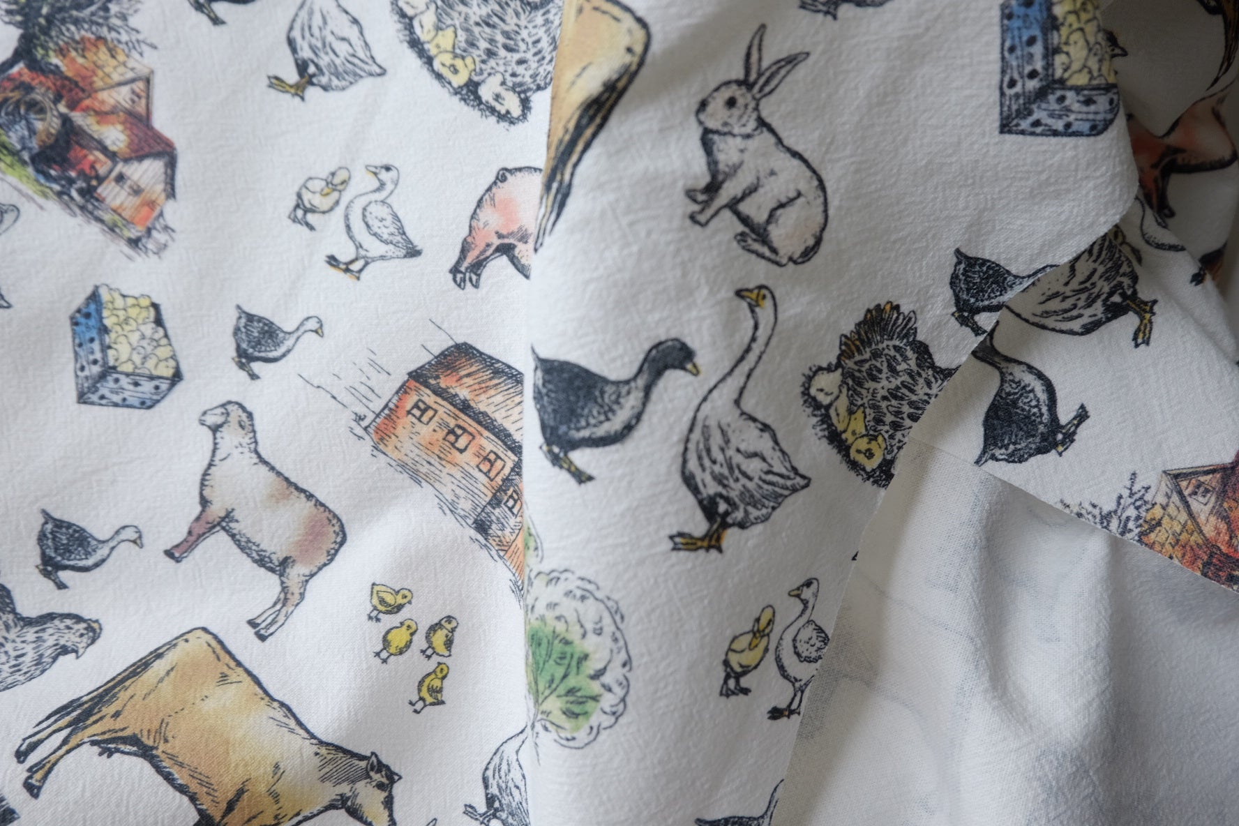 Farmyard Sketch Washed Cotton Linen – 2.2 yd