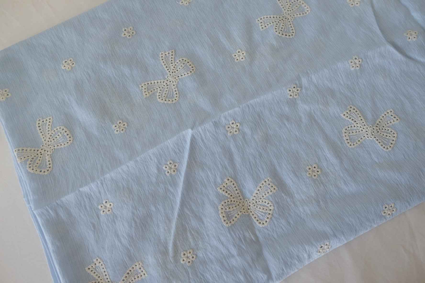 Blue Embroidered Butterfly Tencel Nylon Fabric – 1.6 yd