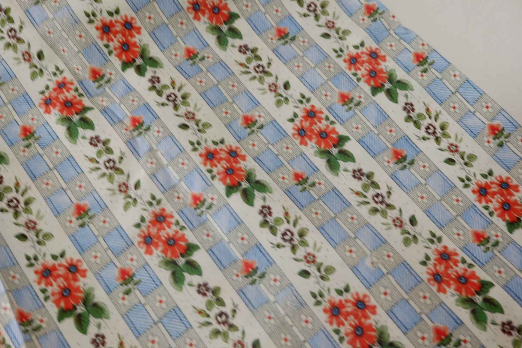 Vintage Blue Check Floral Cotton Lawn – 3.3 yd