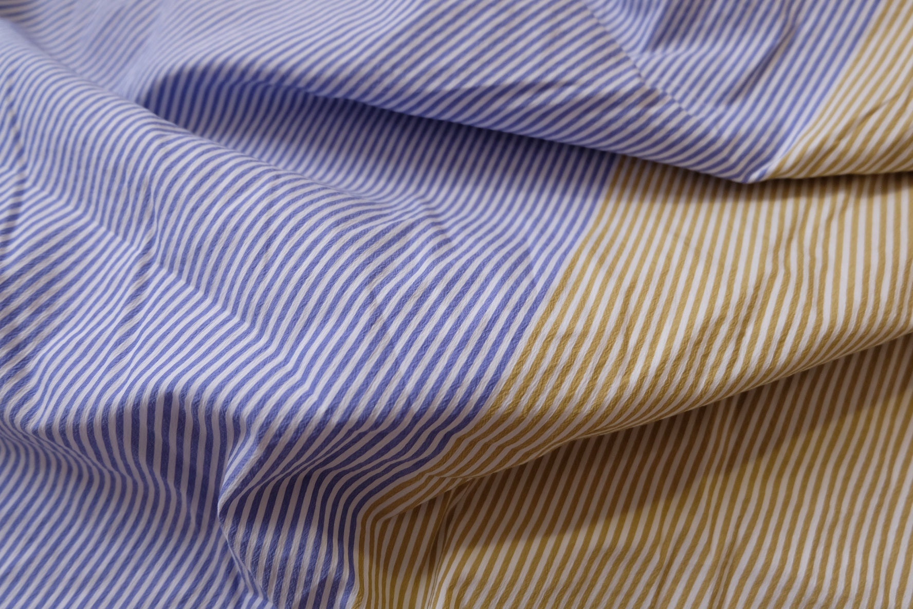 Half-and-Half Striped Shirting, Designer Cotton Blend, 2.2 Yards