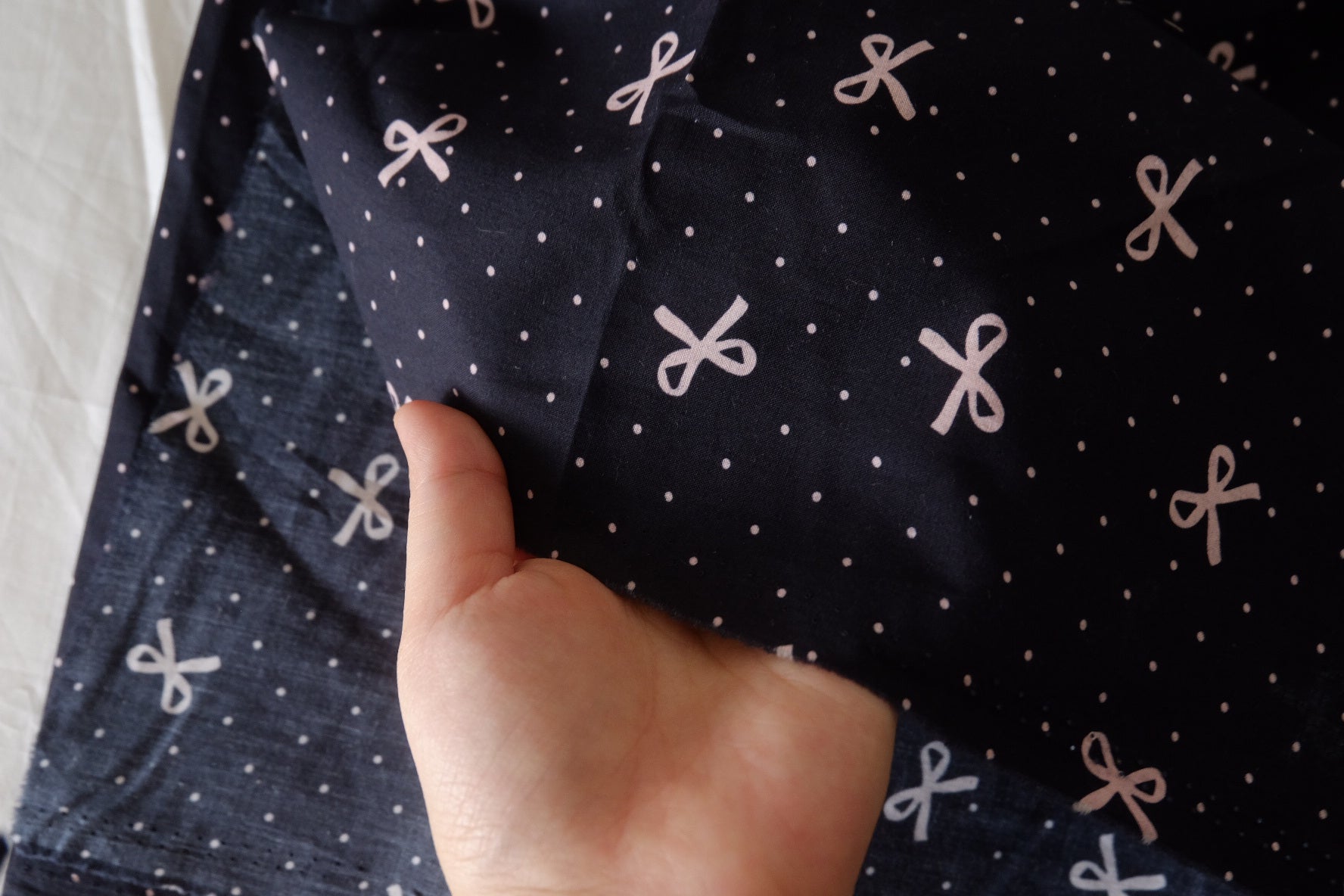 Black Bow & Polka Dot Cotton Fabric – 3.28 yd