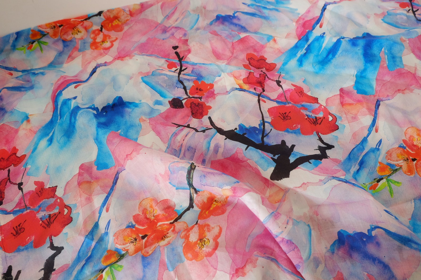 Watercolor Blossom Ramie Fabric – 2.2 yd