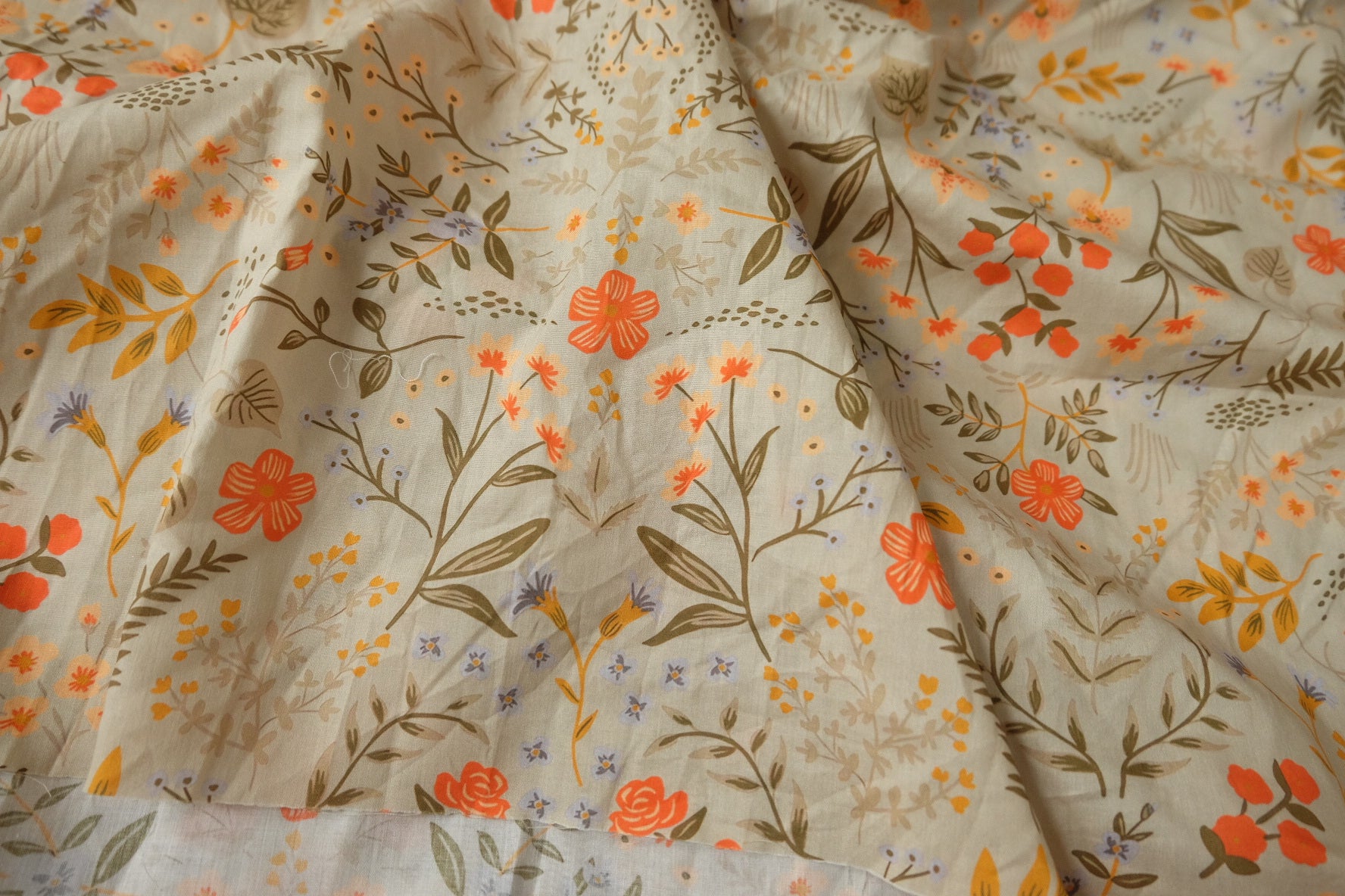 Soft Wildflower Cotton Fabric, 3.28 Yards