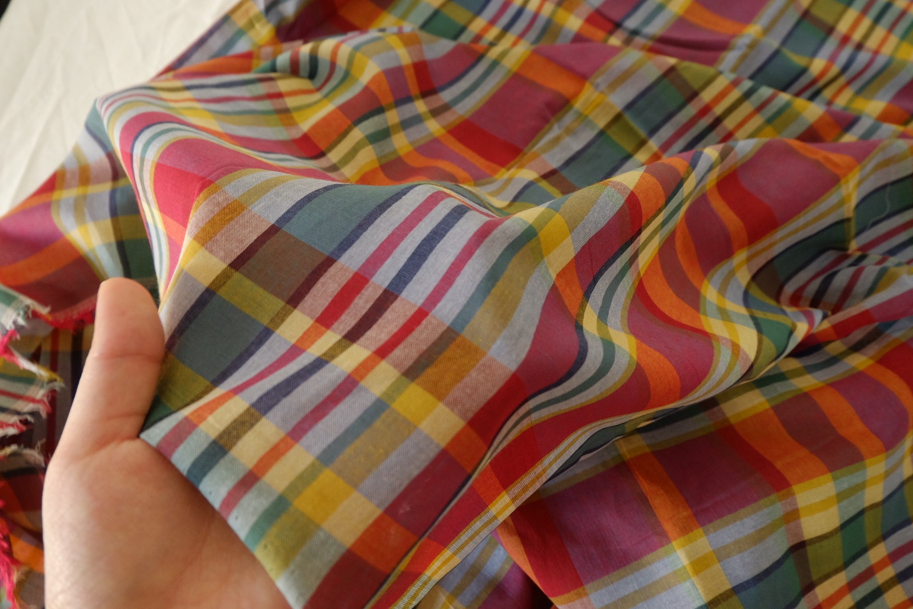 Colorful Yarn-Dyed Cotton Plaid Fabric – 3.3 yd