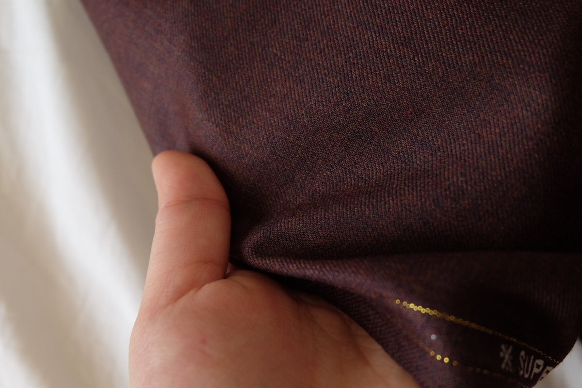 Dark Coffee Mélange – Yarn-Dyed Pure Wool Suiting – 2.2 yd