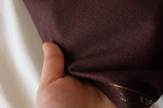 Dark Coffee Mélange – Yarn-Dyed Pure Wool Suiting – 2.2 yd