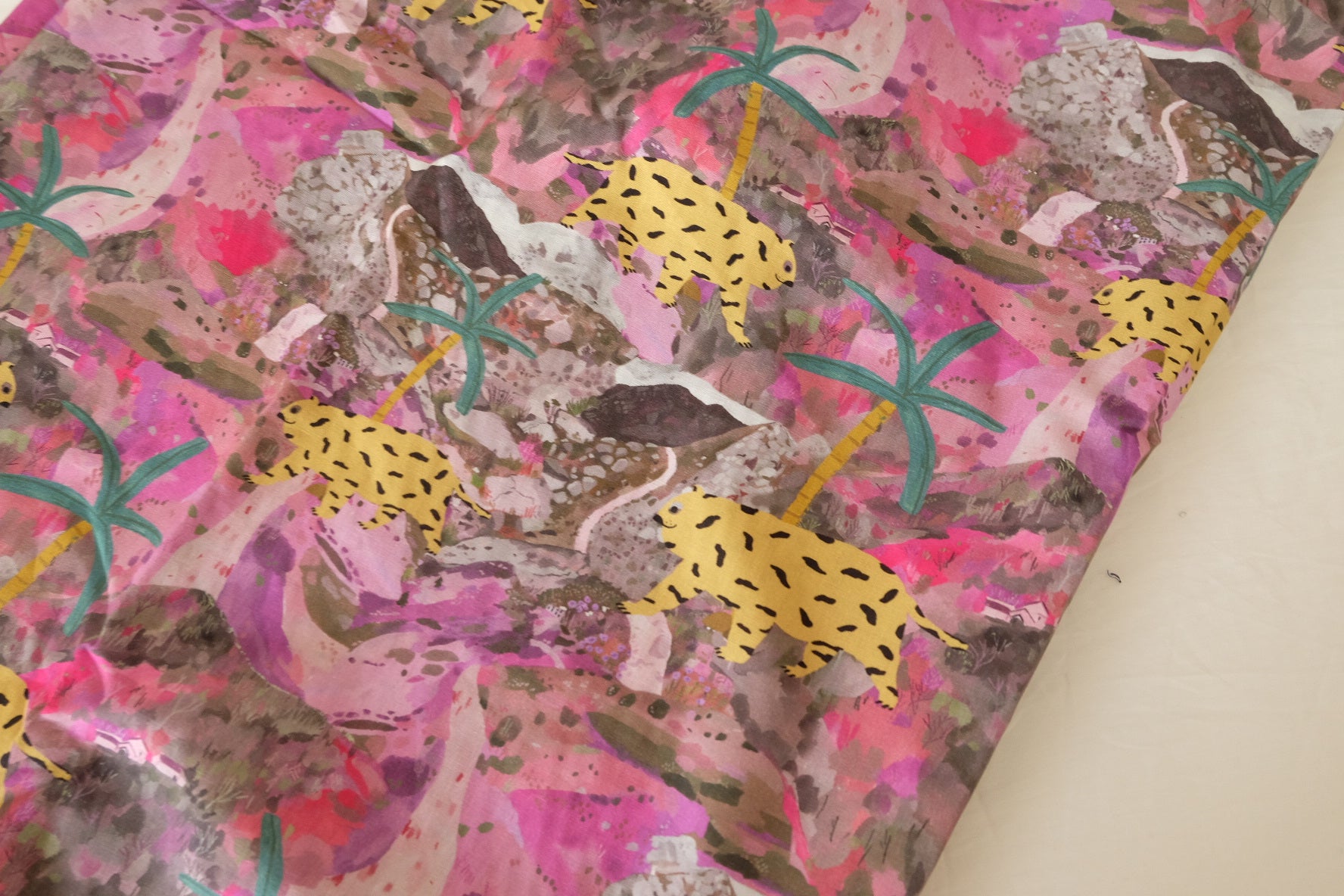Pink Jungle Cotton Poplin — 2.73 yd