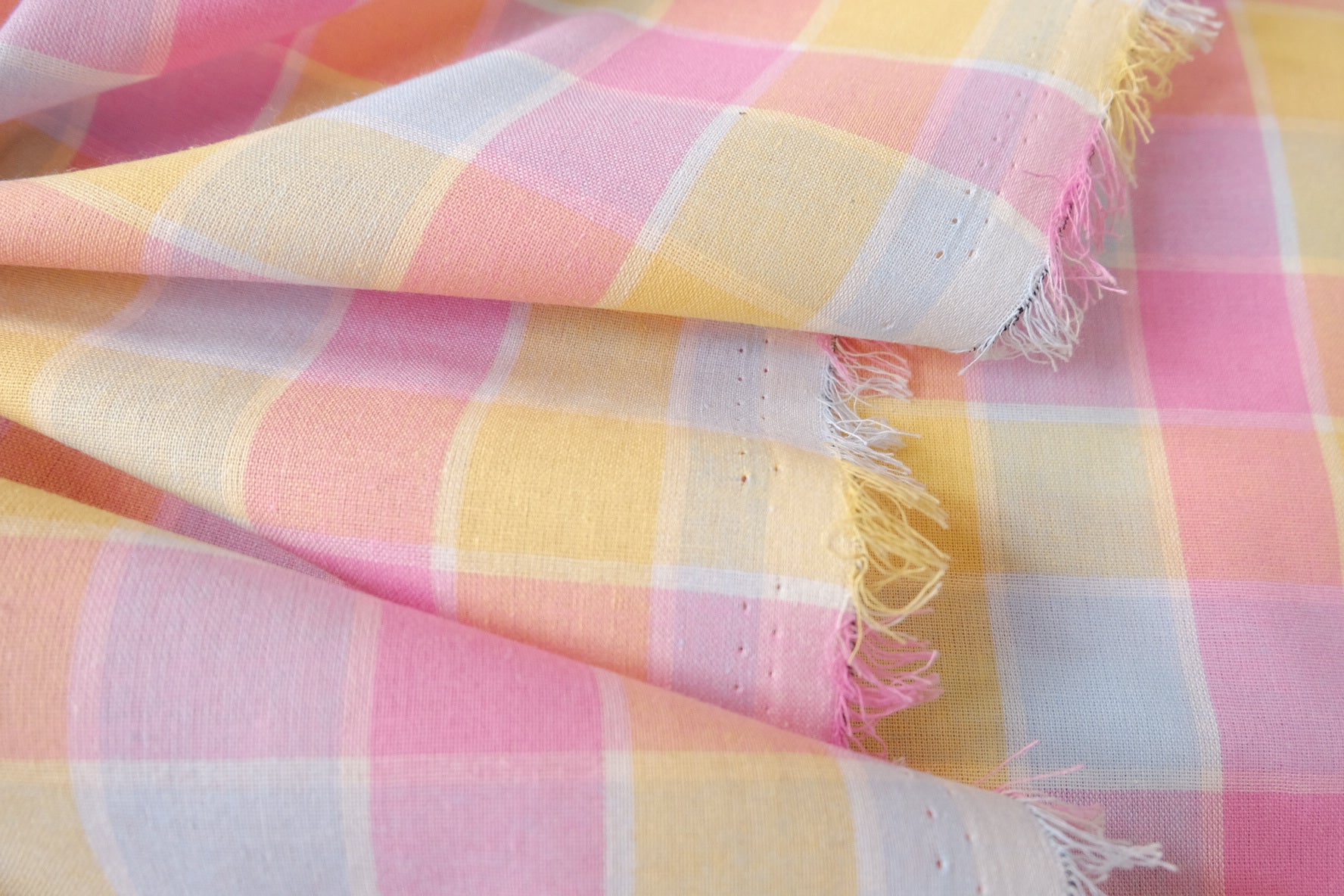 Pastel Plaid Yarn-Dyed Linen Cotton, 2.19 Yards