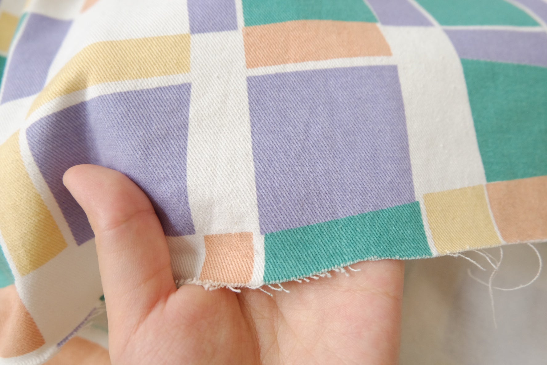 Imperfect Geometric Denim-Weight Cotton Twill, 2.39 Yards