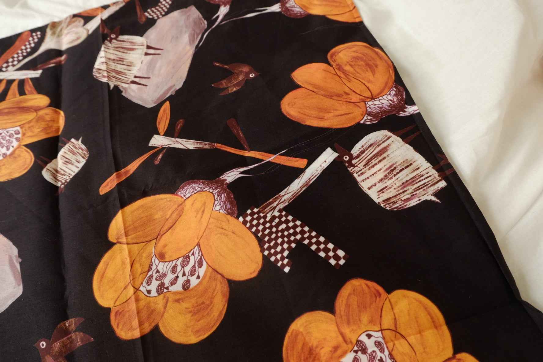 Black Orange Cotton Poplin Fabric, Crisp Lightweight Shirting Weight, 1.97 Yards