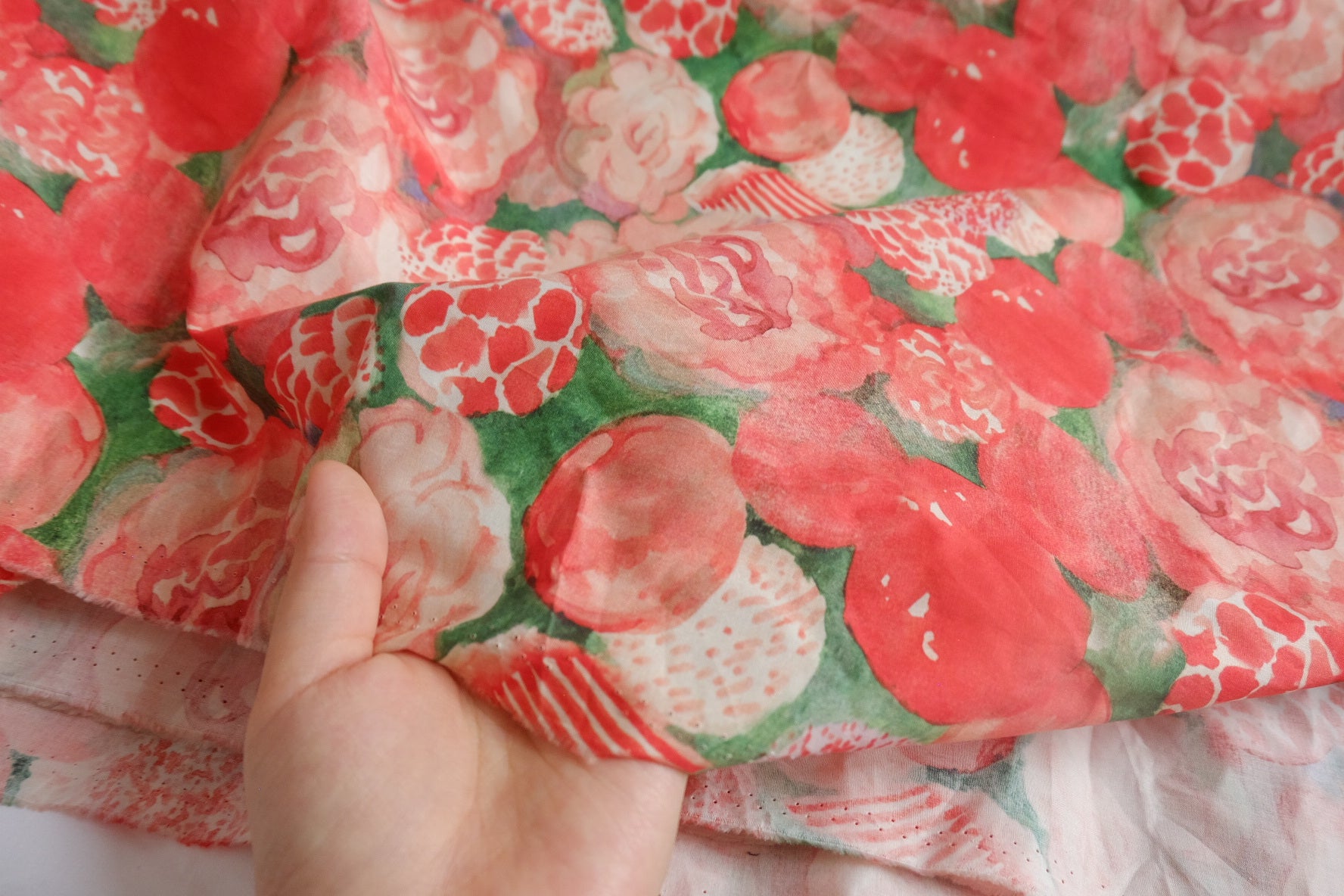 Watercolor Berry Garden Silky Cotton Fabric - 3.28 yd