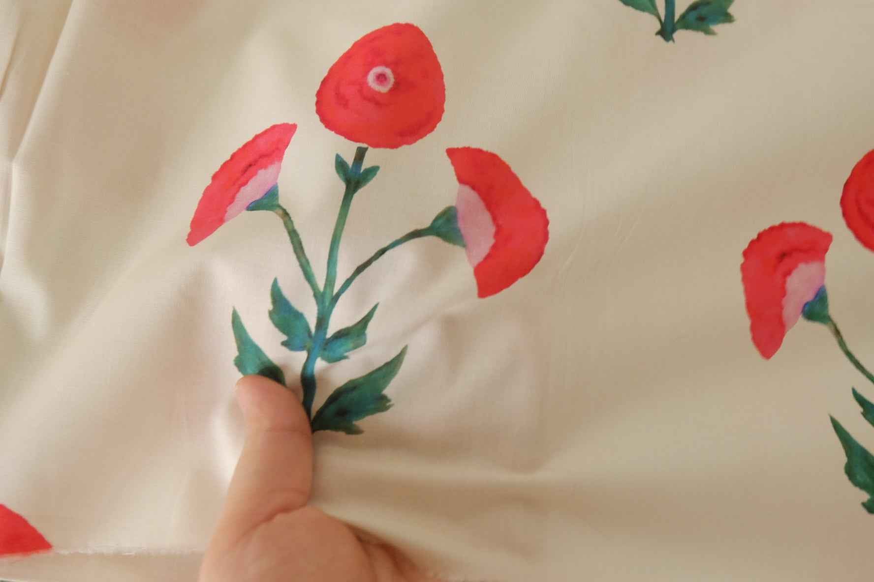 Watercolor Red Blooms Cotton Lawn – 3.3 yd