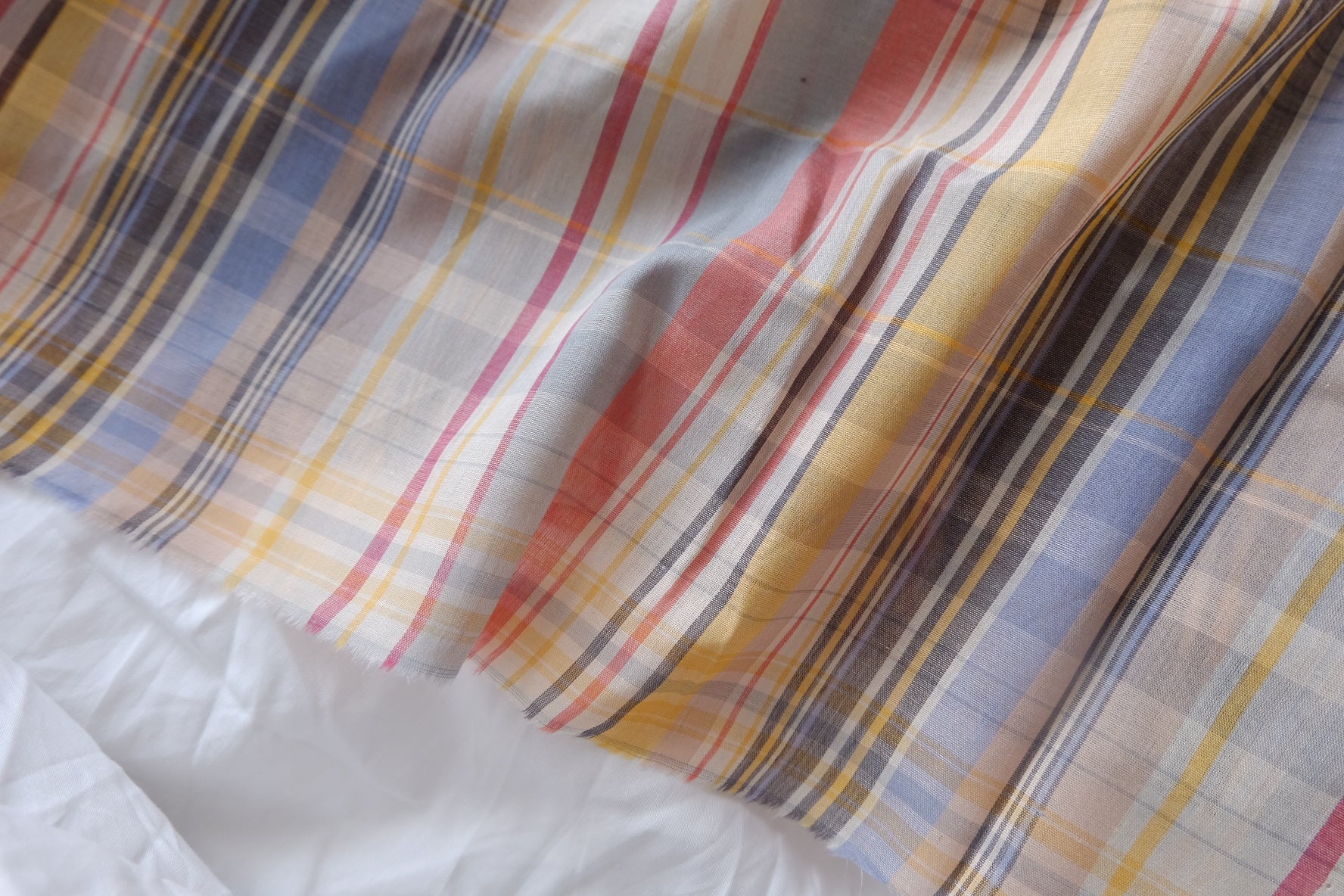Soft Pastel Plaid Yarn-Dyed Cotton Gauze Fabric - 3.28 yd