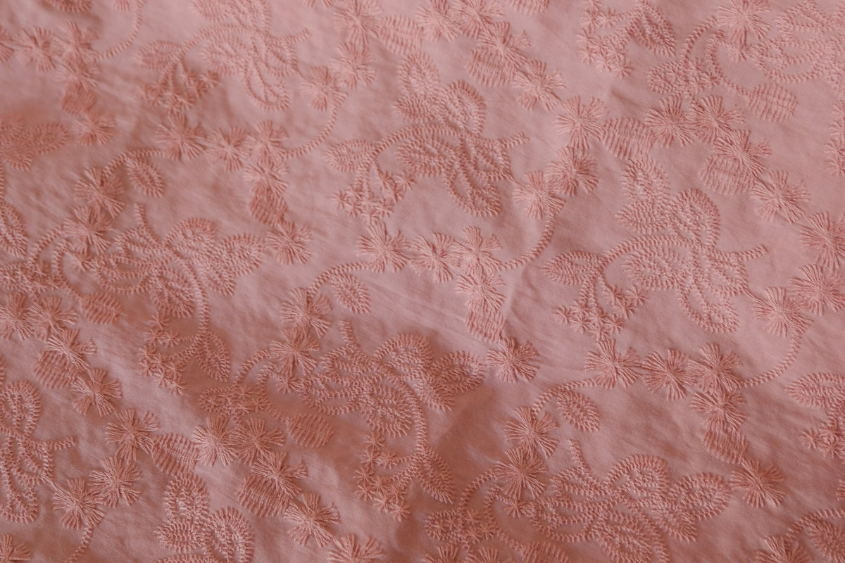 Dusty Rose Heavy Embroidered Cotton – 2.2 yd