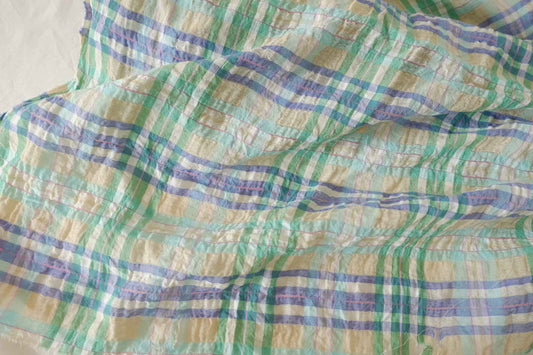 Yarn Dyed Cotton Linen Bubble Plaid Fabric – 1.6 yd