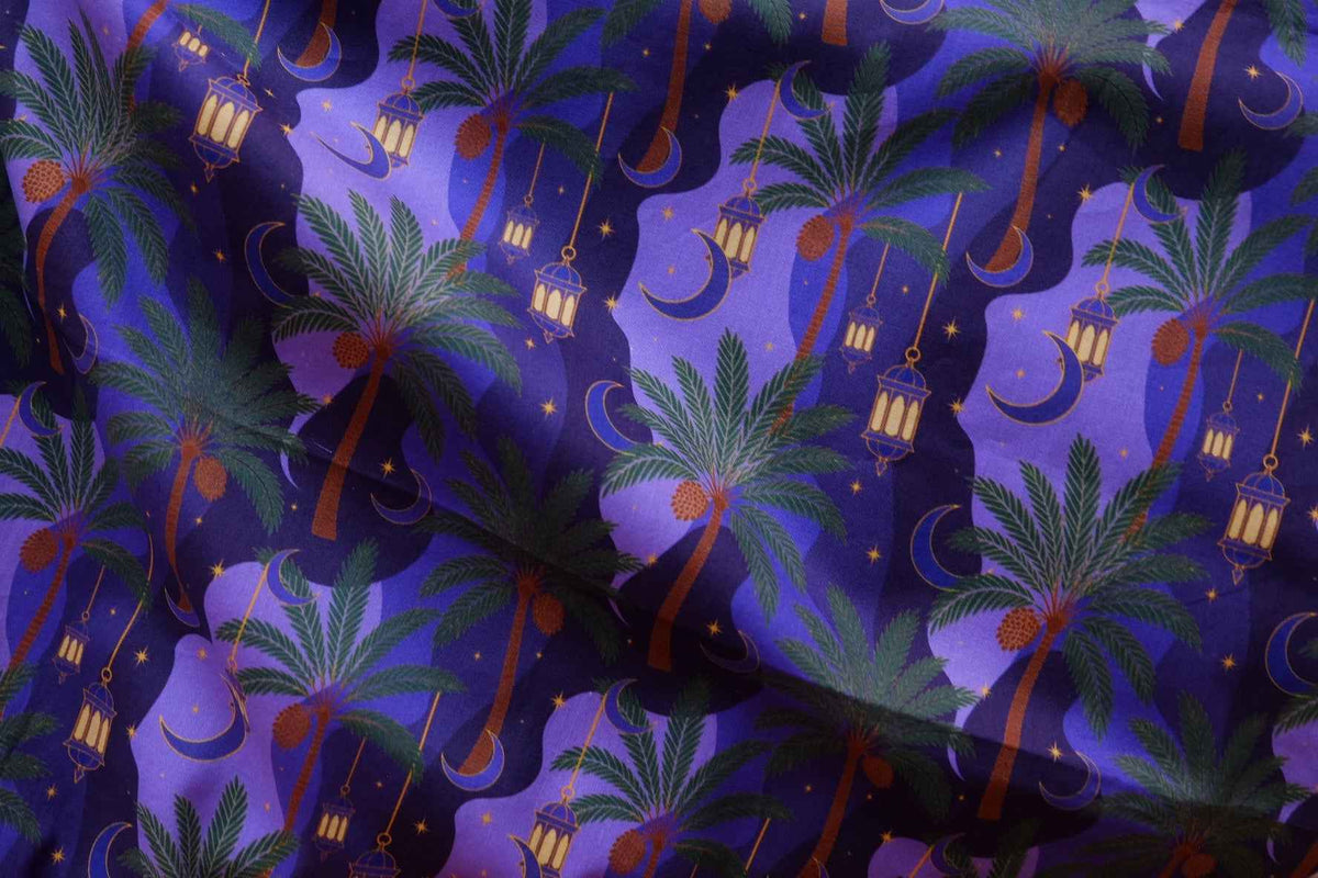 Arabian Nights Palm Tree Cotton Lawn – 2.73 yd