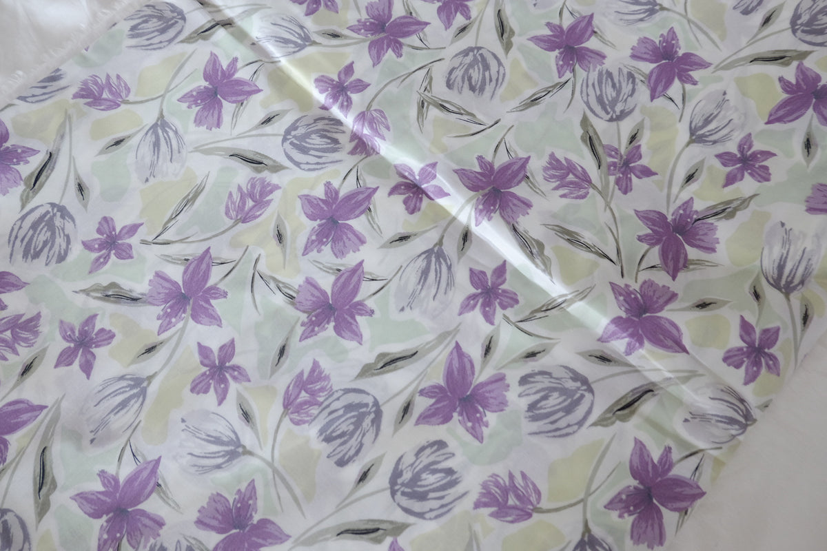 Lavender Tulip Garden Silky Cotton Poplin – 3.28 yd
