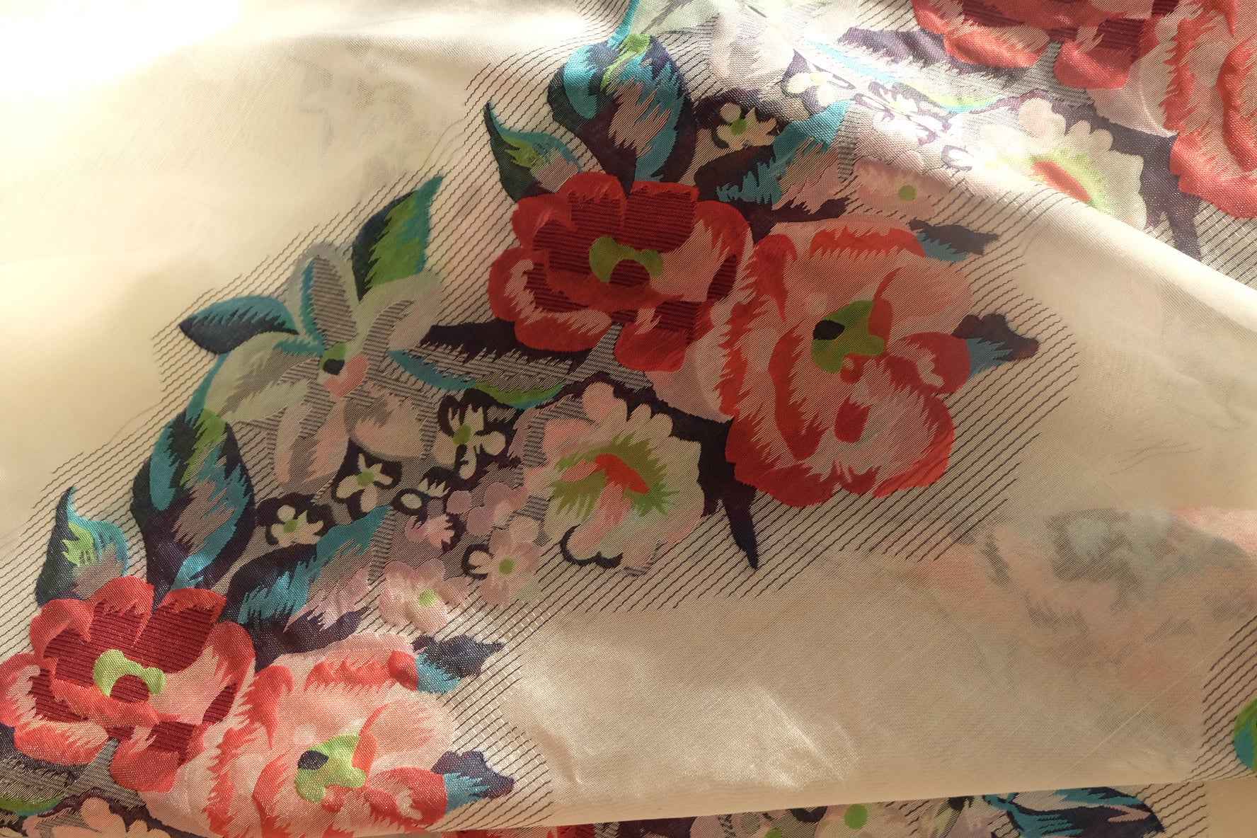 Double-Sided Floral Embroidered Organza Fabric, Statement Occasion Dress Weight, 3.28 Yards