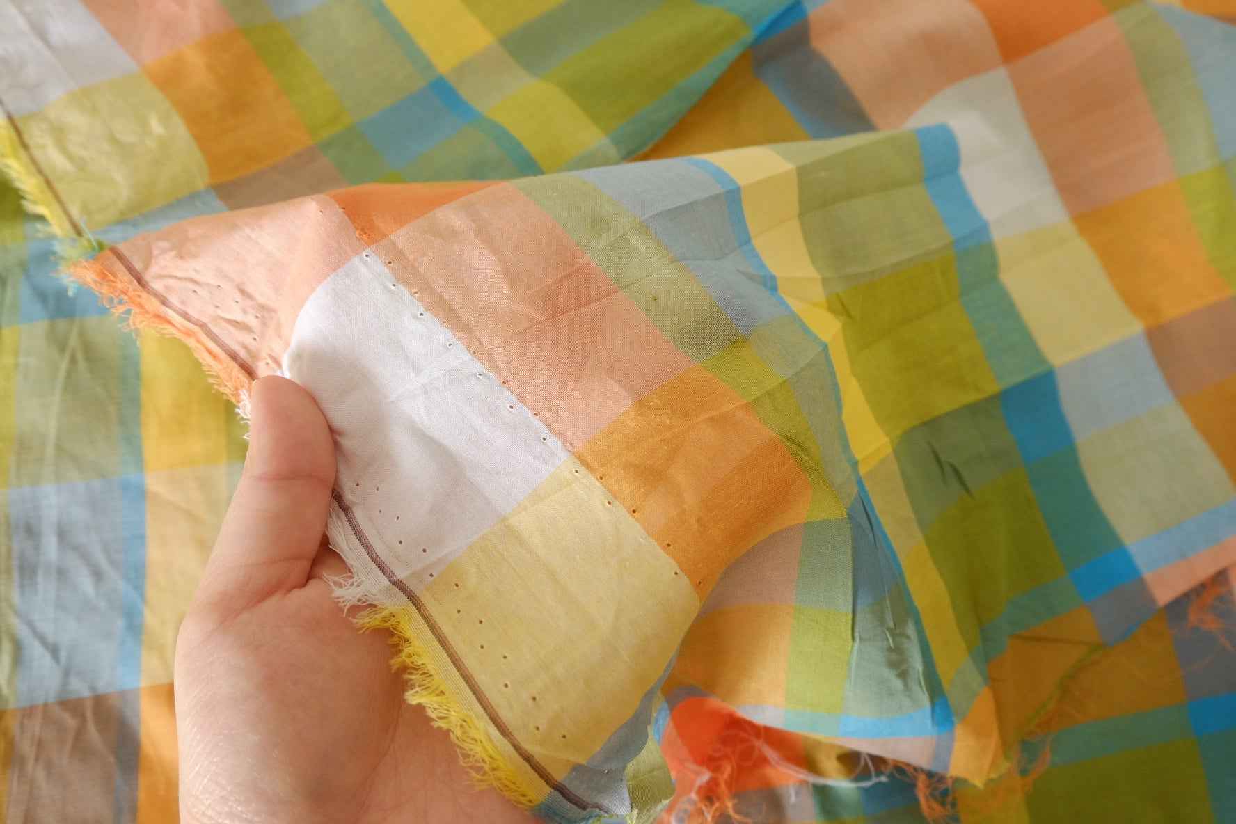 Pastel Windowpane Plaid Yarn Dyed Cotton Fabric – 1.6 yd