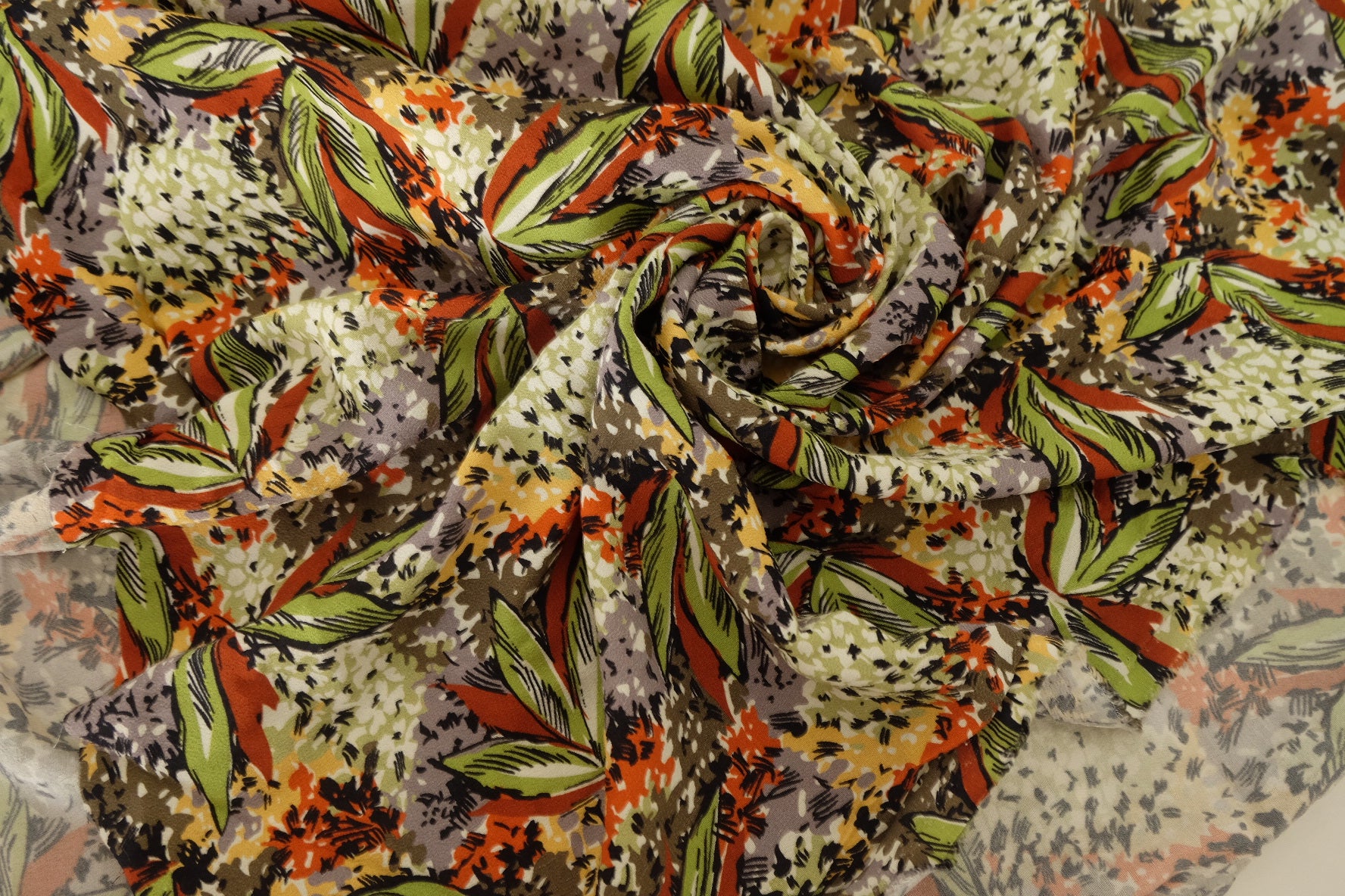 Earthy Botanical Textured Rayon Fabric – 3.3 yd